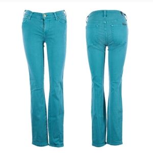 Sky Blue 7 For All Mankind 28 Slim Straight Stretch Jeans Bright Sky Blue